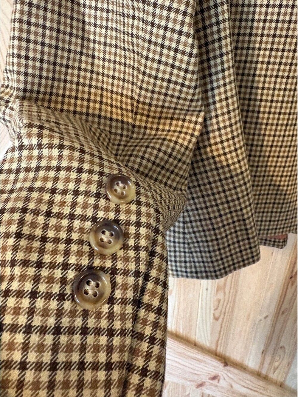 Kasper & Company ASL Women's Size 16 Brown Checkered Blazer Wool Blend - Picture 7 of 9